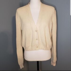Melrose and Market Cream Button-Up Cardigan Cropped Length Size M